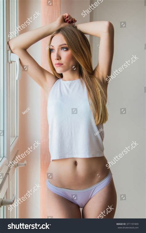 Sexy Girl Panties White Shirt Standing库存照片371197409 Shutterstock