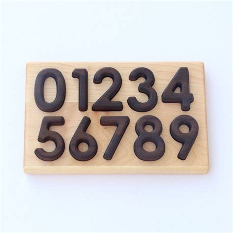 0 9 Numbers Puzzle Etsy Wooden Numbers Natural Wood Toys Wooden