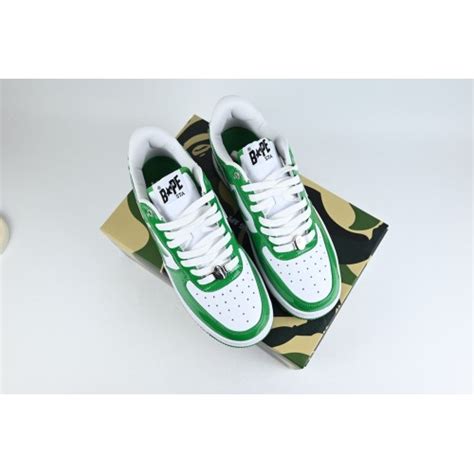 A Bathing Ape Bape Sta Patent Leather Green White