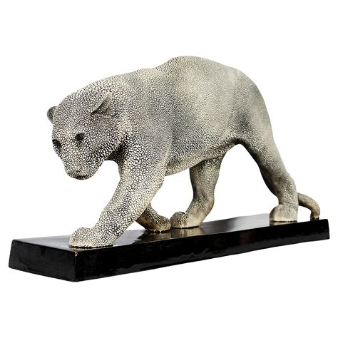 French Art Deco Ceramic Panther Sculpture By Gbeauvais For Edition Kaza 1930s For Sale At 1stdibs