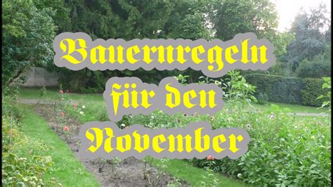 Bauernregeln F R Den November Youtube