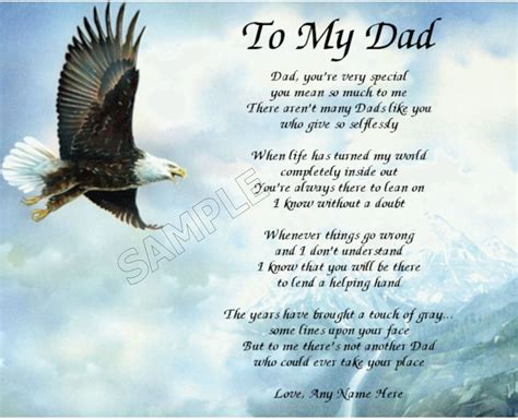 TO MY DAD PERSONALIZED ART POEM MEMORY BIRTHDAY FATHER S DAY GIFT