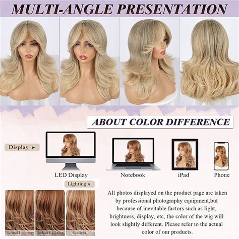 Golden Blonde Wig Strawberry Blonde Wig With Bangs Long Haired Wig For