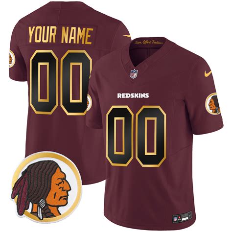 Washington Redskins Throwback Vapor Gold Trim Custom Jersey - All ...