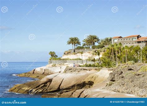 Plaza Playa Del Duque Duke Castle Costa Adeje Tenerife Spain Stock