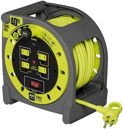 Greatide Heavy Duty Extension Cord Storage Reel With Grounded Outlets