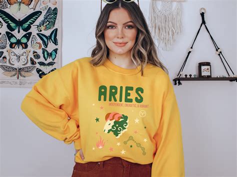 Retro Aries Sweatshirt Aesthetic Birth Sign Gift For Her Birthday