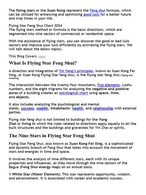 Complete Analysis of Flying Star Feng Shui Chart | PDF