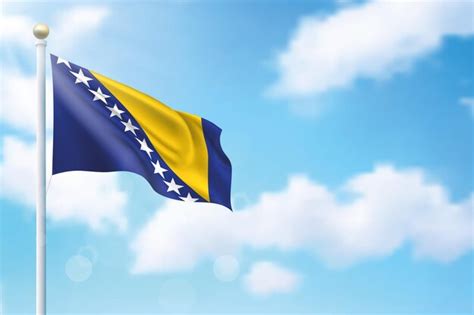 Premium Vector Waving Flag Of Bosnia And Herzegovina On Sky