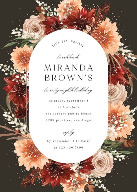 Terracotta Round Frame Birthday Invitation Template Free Greetings Island