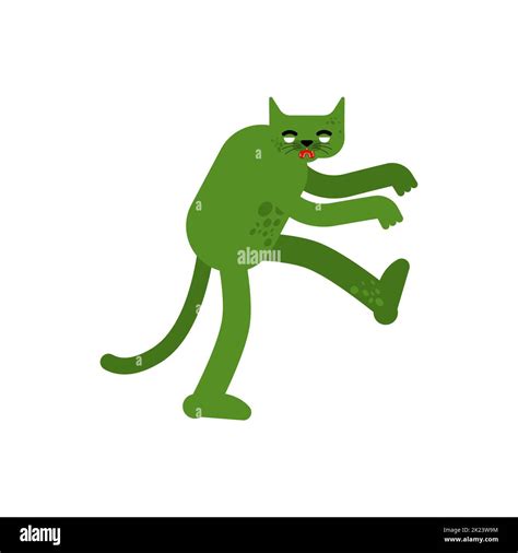 Zombie Cat Isolated Zombi Pet Vector Illustration Stock Vector Image