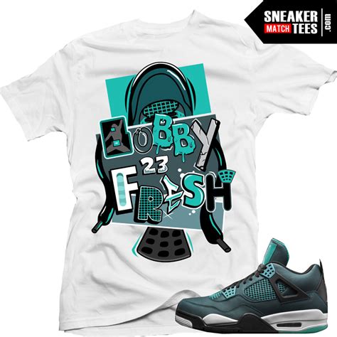 Jordan 4 Teal Matching Shirts Sneaker Tees Shirts Letter Fresh