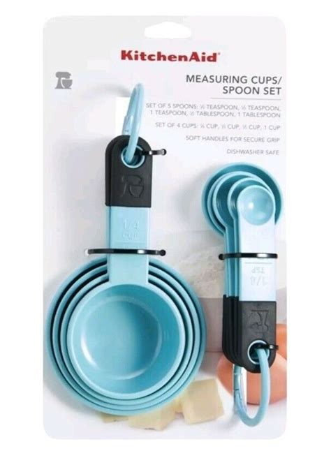 Kitchenaid Aqua Sky 4 Cup And 5 Spoon Measuring Set New Ke475ohaqa For