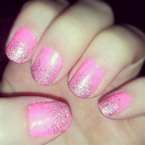 Pink With Fading Glitter Nails Glitter Pink