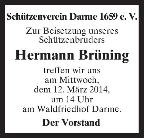 Traueranzeigen Von Hermann Br Ning Noz Trauerportal