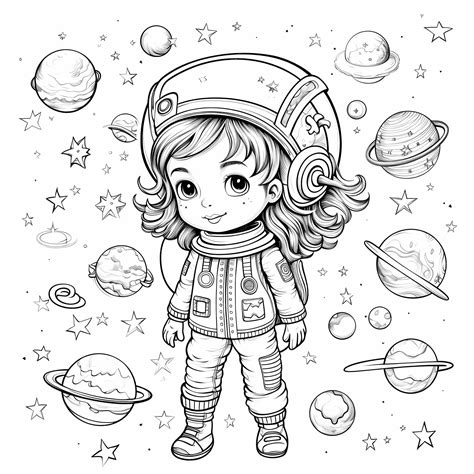 Premium AI Image | Astronaut Adventurer Coloring Pages with Braided ...