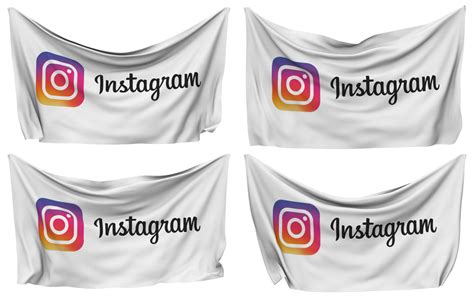 Instagram Pinned Flag From Corners Isolated With Different Waving