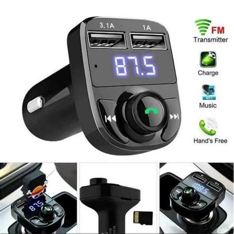 Transmetteur FM Sans Fil Adaptateur Allume Cigare X8 Bluetooth 4 2 MP3