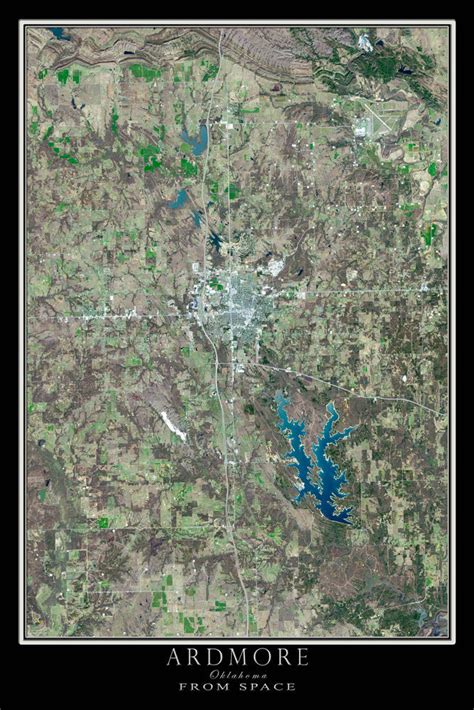 Ardmore Oklahoma Satellite Poster Map — aerial views, from space, satellite images, satellite ...