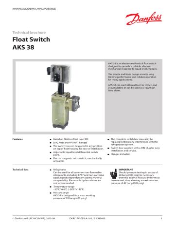 Danfoss Float Switch Type AKS 38 Data Sheet Manualzz