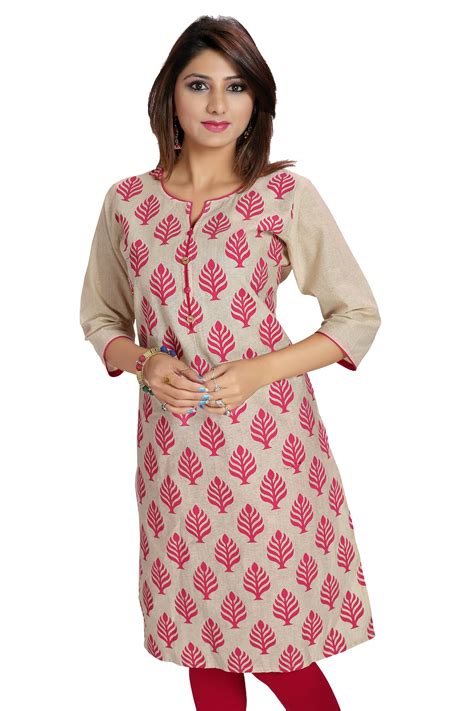 Casual Chic Beige Cotton Short Kurta For Women