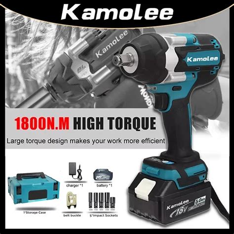 Kamolee Batterie Lithium Ion Pour Makita 18V 1800 N M Couple WerDTW700