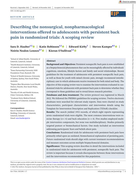 Pdf Describing The Nonsurgical Nonpharmacological Interventions