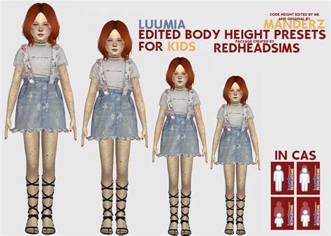 EDITED BODY HEIGHT PRESETS FOR KIDS + CUSTOM RIG FOR MAKING POSES - REDHEADSIMS - CC