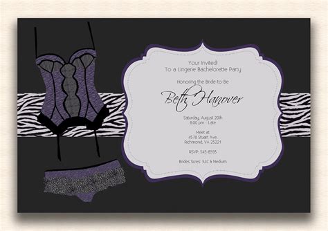 Customized Lingerie Themed Bachelorette Party Invitation