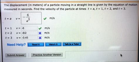 Solved The Displacement In Meters Of A Particle Moving In A Straight