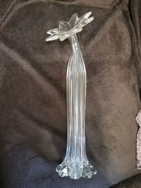 VASE SOLIFLORE EN Forme De Fleur Verre Transparent Vintage EUR 30 00