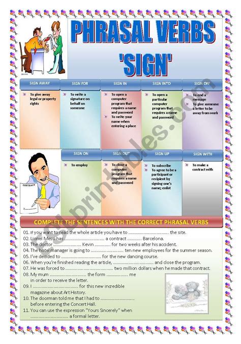 Phrasal Verbs Sign Esl Worksheet By Knds