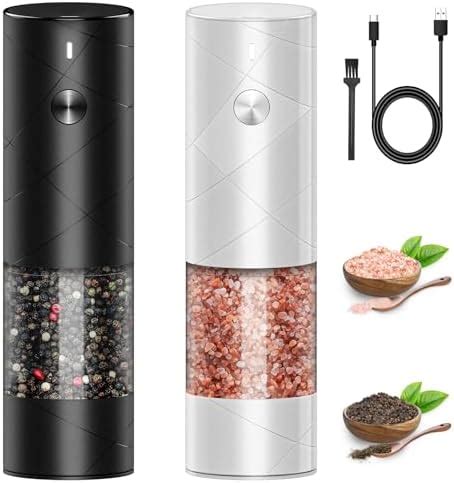 Vzaahu Electric Salt And Pepper Grinder Set Of Rechargeable Usb