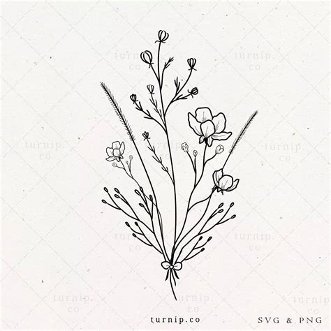 Flower Bouquet Drawing Flower Line Drawings Flower Tattoo Flower