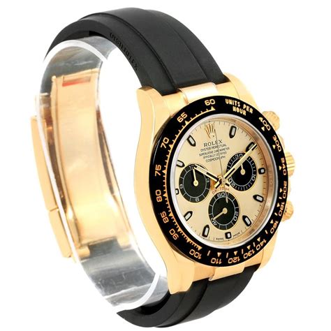 Rolex Daytona Yellow Gold Ceramic Bezel Rubber Strap Watch 116518