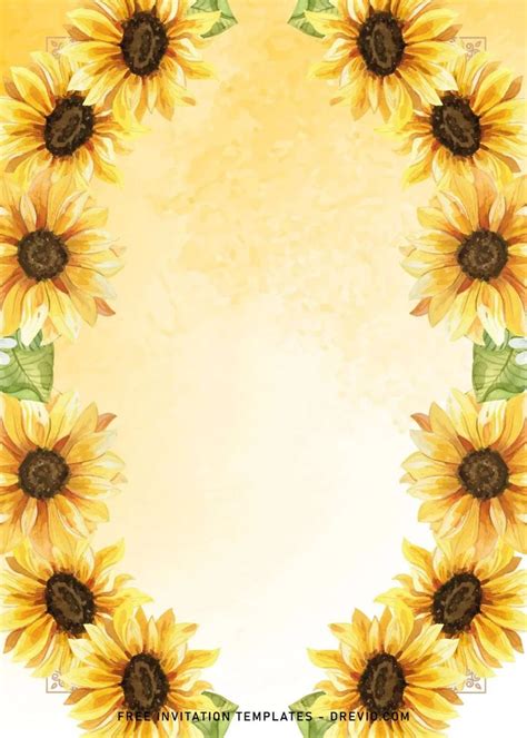 8 Watercolor Sunflower Wedding Invitation Templates