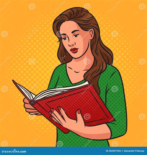 Woman Reading Book Pinup Pop Art Vector Stock Vector Illustration Of