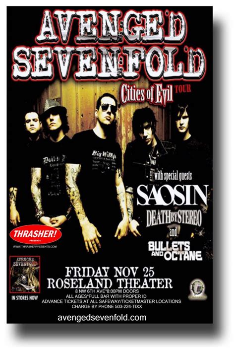 Avenged Sevenfold Poster A7X Concert 11 x 17 inches Blk Roseland First ...