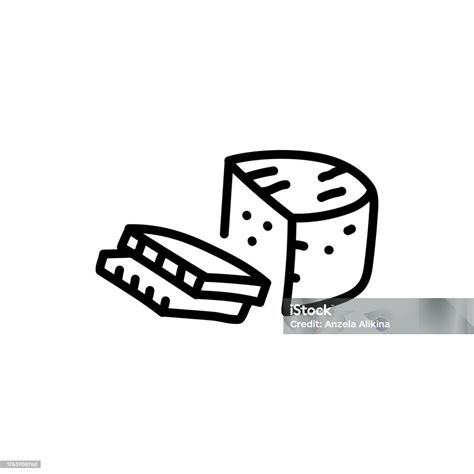 Sour Milk Cheese Slice Sign Olor Line Icon Pictogram For Web Page Stock