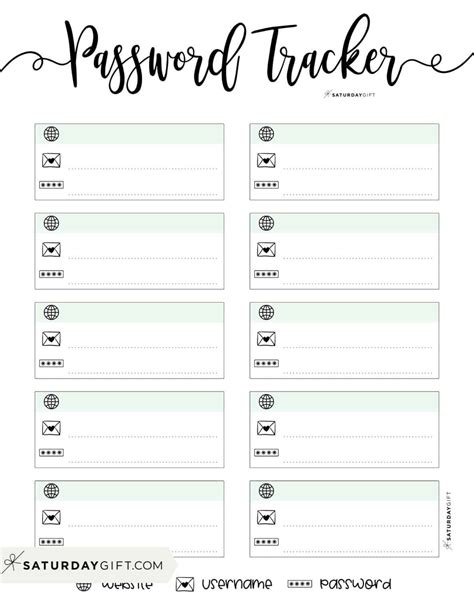 Password Tracker Printable Cute Free Password Keepers