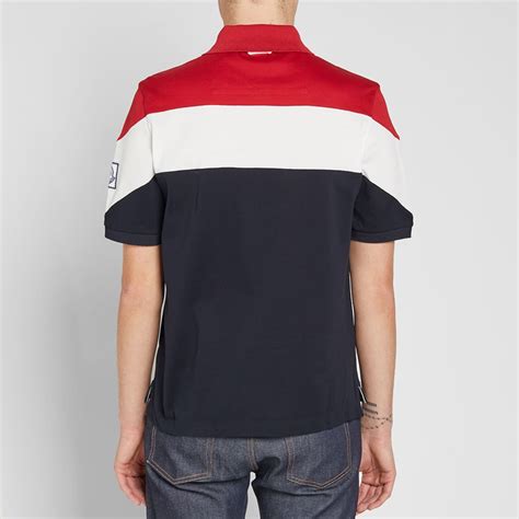 Moncler Gamme Bleu Tricolour Stripe Polo Navy End Us