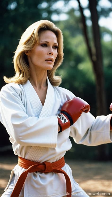 Faye Dunaway Young Karate Training Stable Diffusion Online