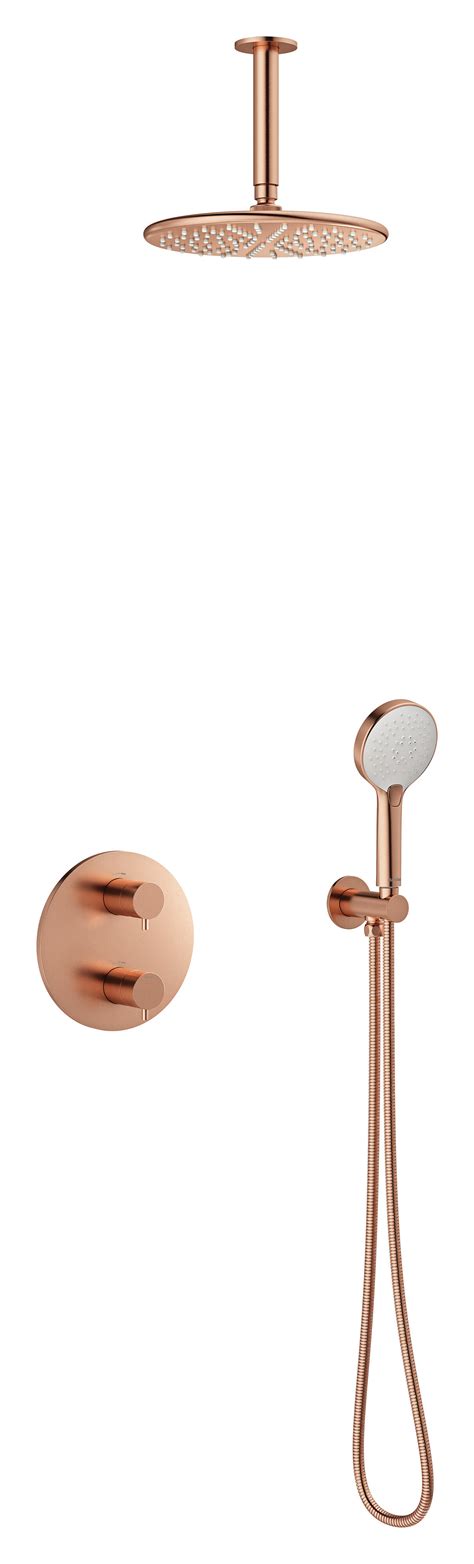 Concealed Brushed Copper PVD Silhouet HS2 Concealed Shower System