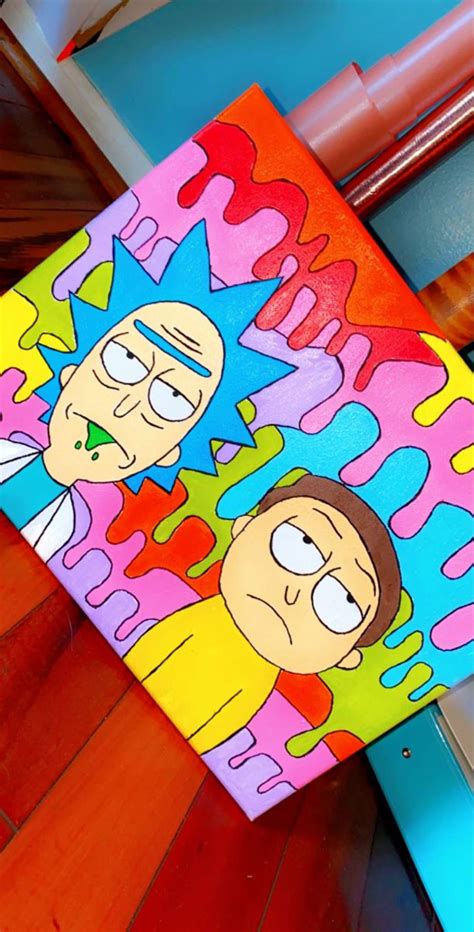 Rick And Morty Canvas Painting Small Canvas Art Pink Canvas Art