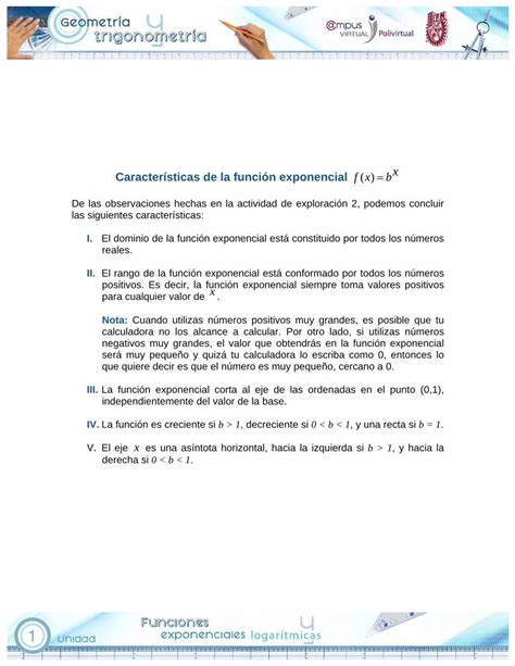 Pdf Caracter Sticas De La Funci N Exponencial Caracter Sticas De La