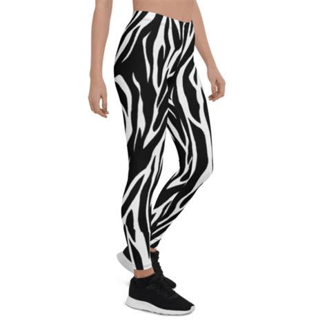 Black White Zebra Print Leggings And Yoga Pants