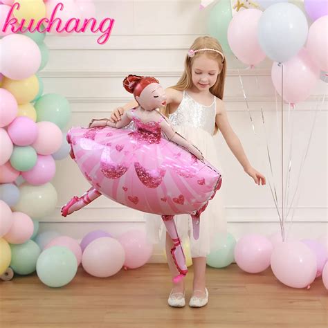 1pc 11384cm Pink Sparkles Ballerina Ballet Dancer Girls Foil Helium