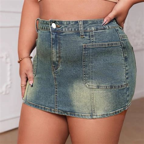 Plus Size Denim Mini Skirt 🖤💫 Depop