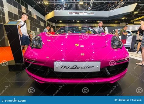 Porsche 718 Pink Boxster At The Singapore Motor Show Editorial Stock