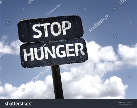 Stop Hunger Sign With Clouds And Sky Background Stock Photo 211066285